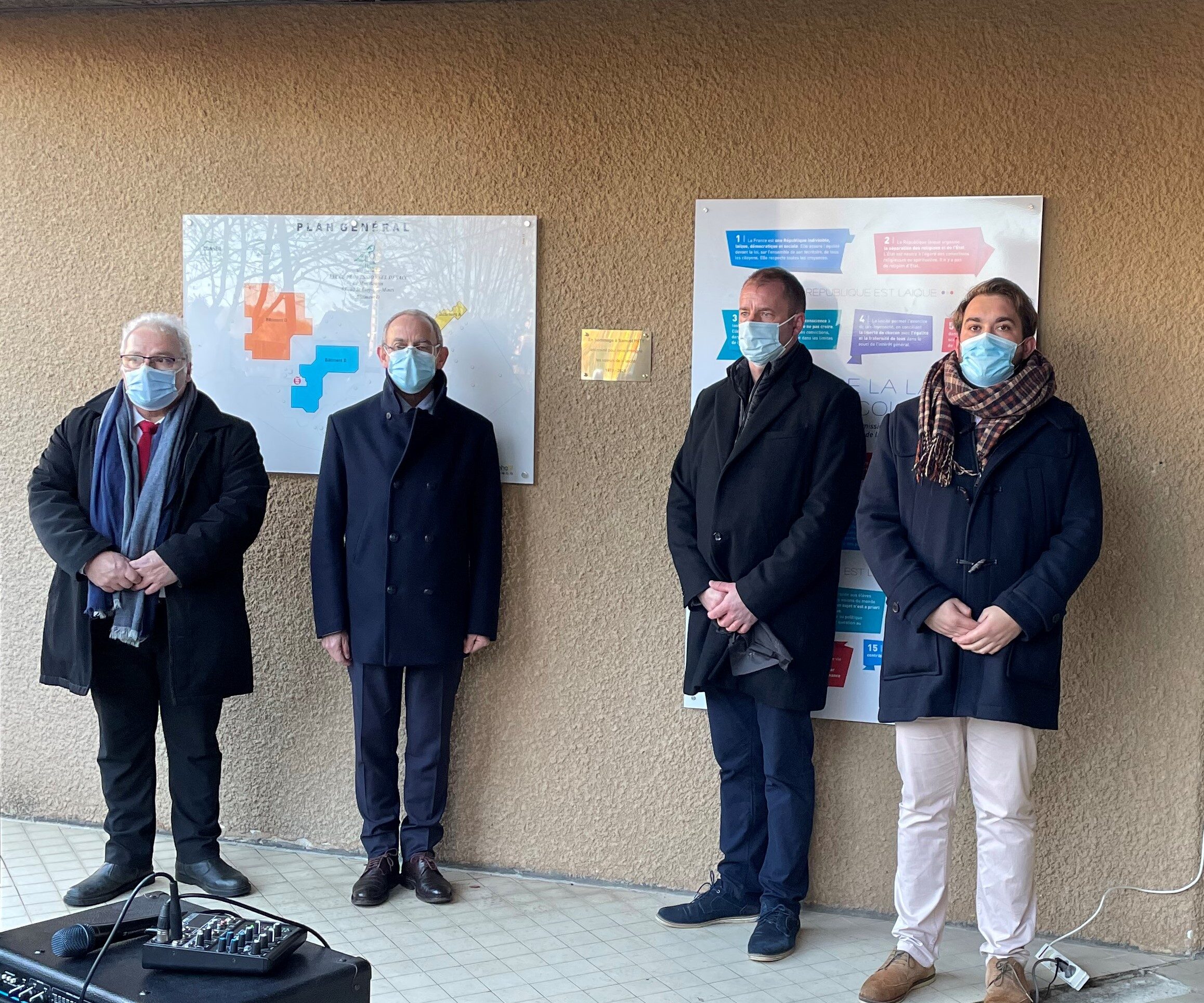 M. TROUBAT , Proviseur, M. ROUQUETTE, DASEN, M. DURIN, Région, M. PALERMO Maire